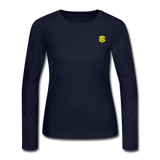 Women's Long Sleeve Jersey T-Shirt  WITH  YELLOW  LOGO - navy