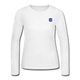 Women's Long Sleeve Jersey T-Shirt  WITH BLUE  LOGO - white