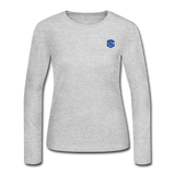 Women's Long Sleeve Jersey T-Shirt  WITH BLUE  LOGO - gray