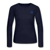 Women's Long Sleeve Jersey T-Shirt  WITH BLUE  LOGO - navy