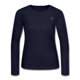 Women's Long Sleeve Jersey T-Shirt  WITH BROWN  LOGO - navy