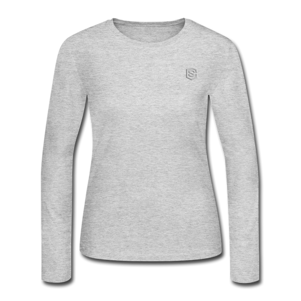 Women's Long Sleeve Jersey T-Shirt  WITH SILIVER  LOGO - gray