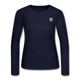 Women's Long Sleeve Jersey T-Shirt  WITH SILIVER  LOGO - navy