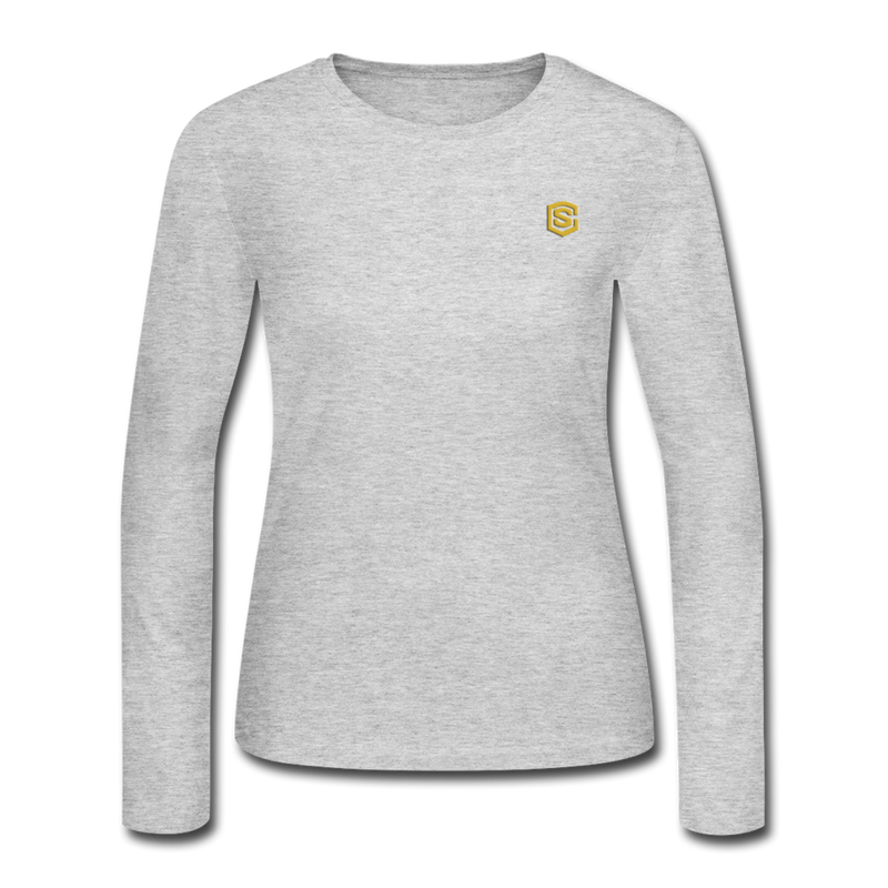 Women's Long Sleeve Jersey T-Shirt  WITH GOLD  LOGO - gray