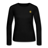 Women's Long Sleeve Jersey T-Shirt  WITH GOLD  LOGO - black