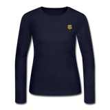 Women's Long Sleeve Jersey T-Shirt  WITH GOLD  LOGO - navy