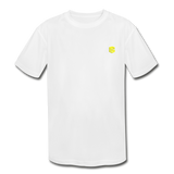 Kids' Moisture Wicking Performance T-Shirt  WITH YELLOW  LOGO - white