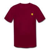 Kids' Moisture Wicking Performance T-Shirt  WITH YELLOW  LOGO - burgundy