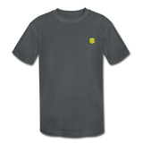 Kids' Moisture Wicking Performance T-Shirt  WITH YELLOW  LOGO - charcoal