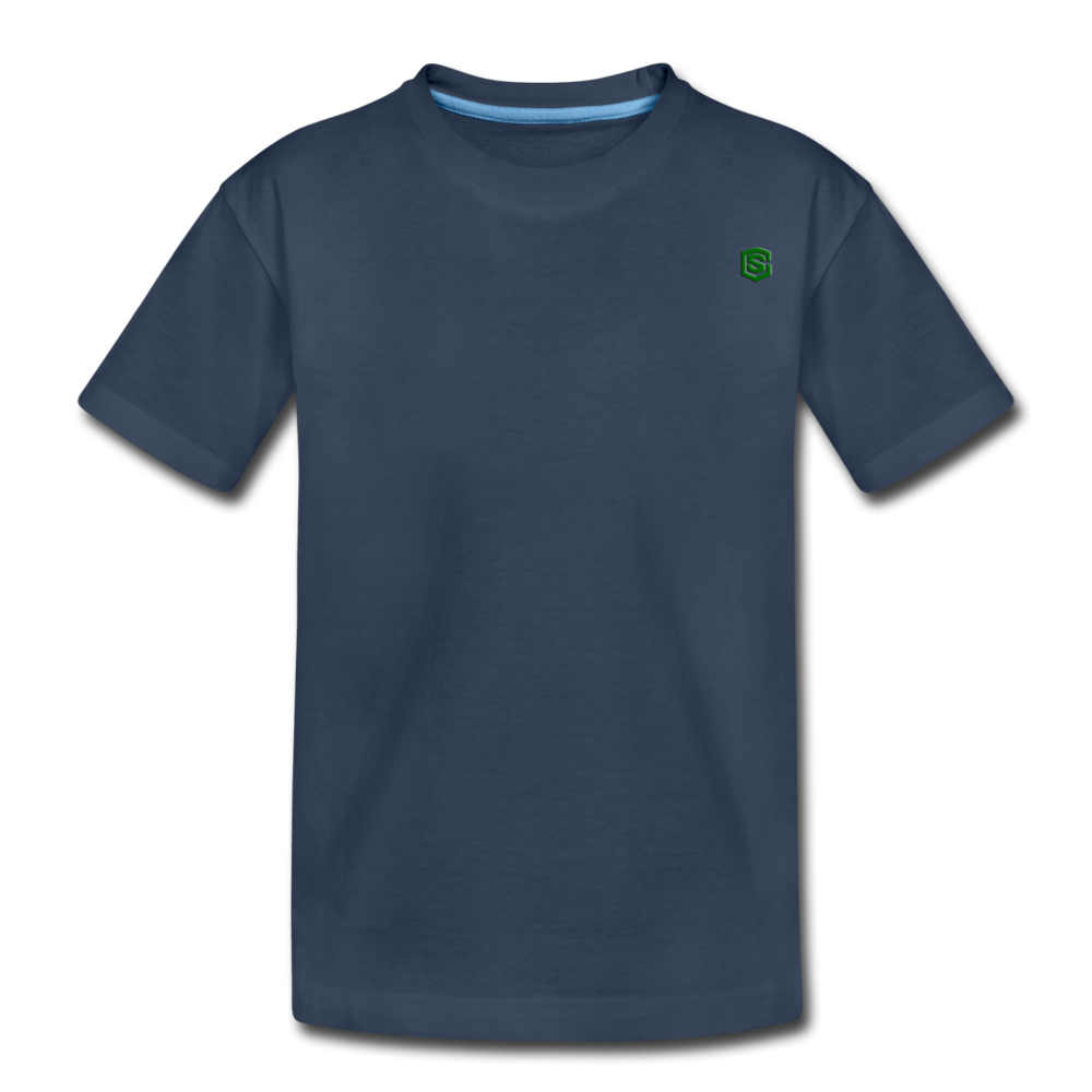 Kid’s Premium Organic T-Shirt  WITH  GREEN  LOGO - navy