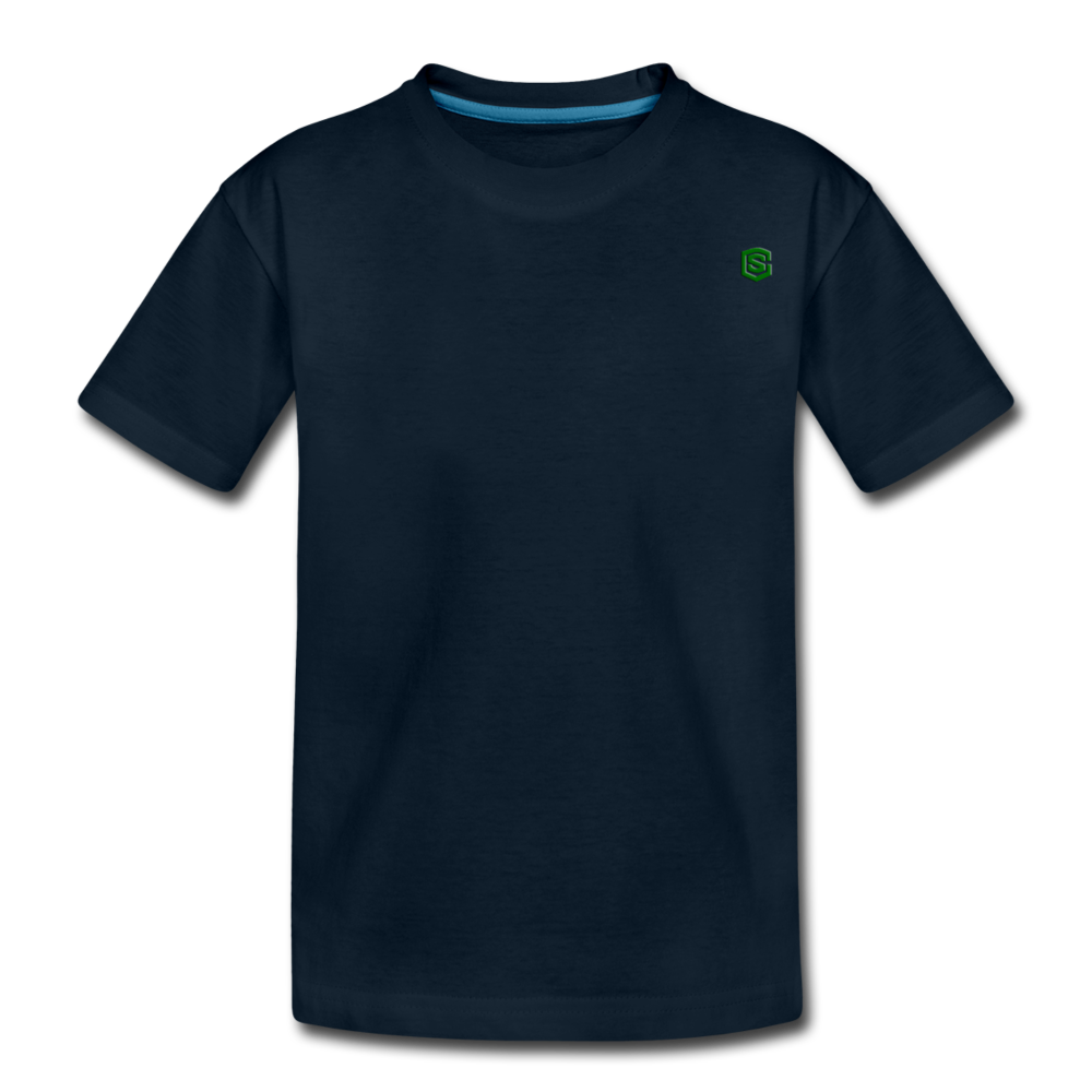 Kid’s Premium Organic T-Shirt  WITH  GREEN  LOGO - deep navy