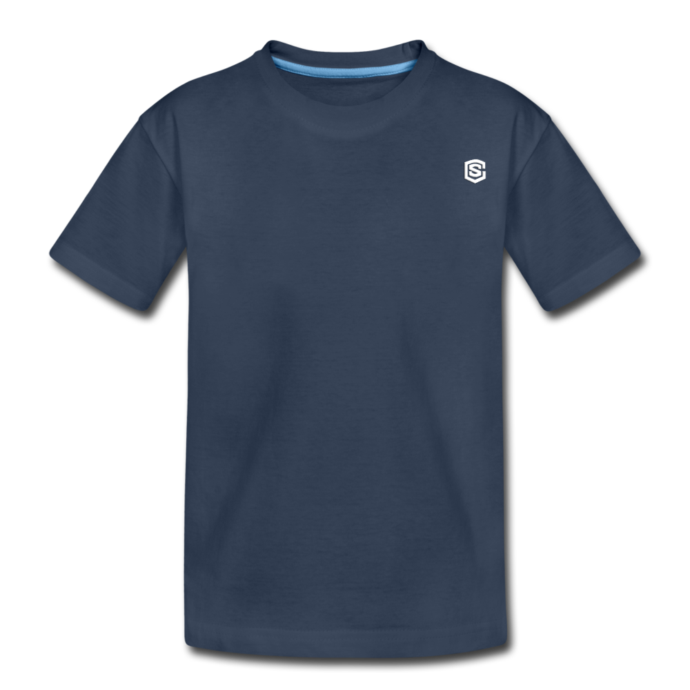 Kid’s Premium Organic T-Shirt  WITH WHITE  LOGO - navy