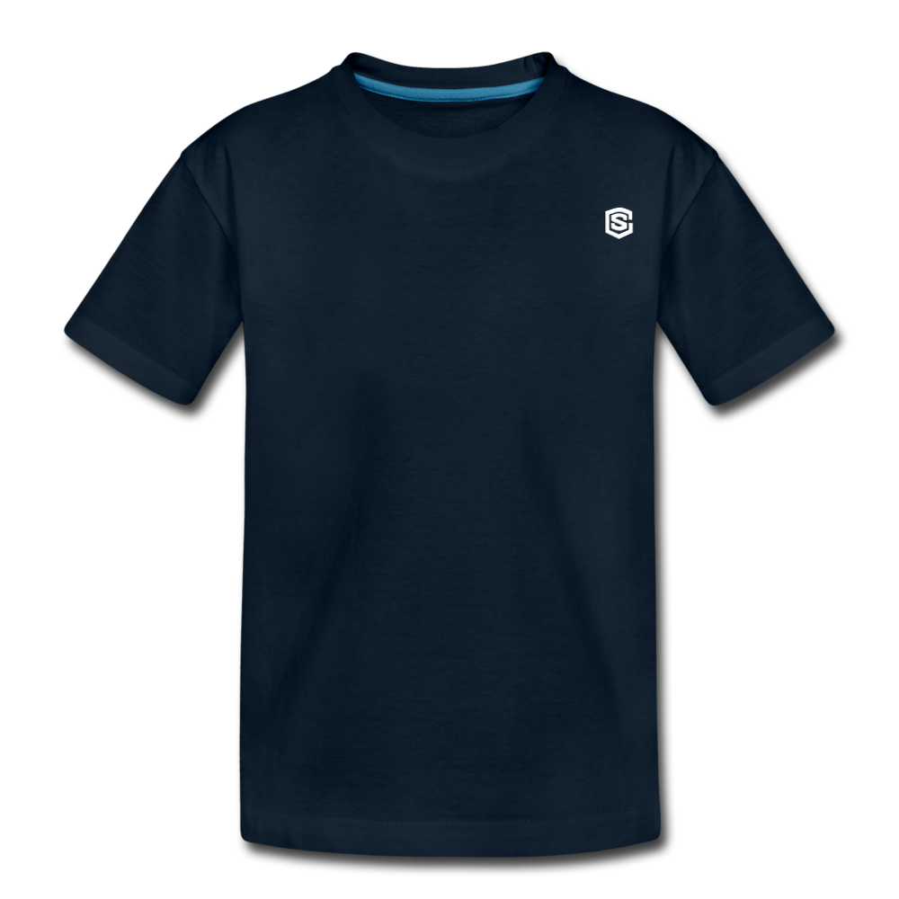 Kid’s Premium Organic T-Shirt  WITH WHITE  LOGO - deep navy