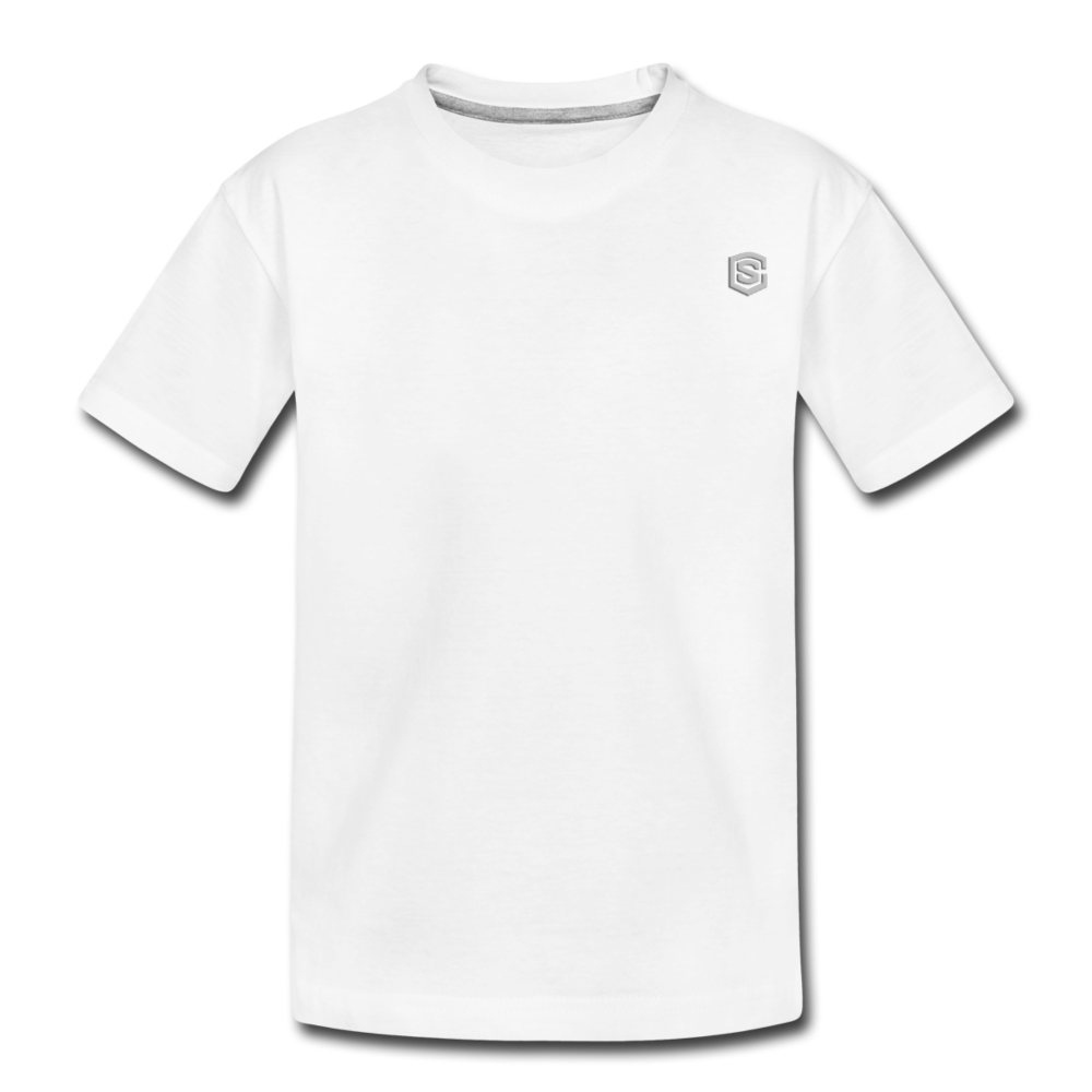 Kid’s Premium Organic T-Shirt  WITH SILIVER  LOGO - white