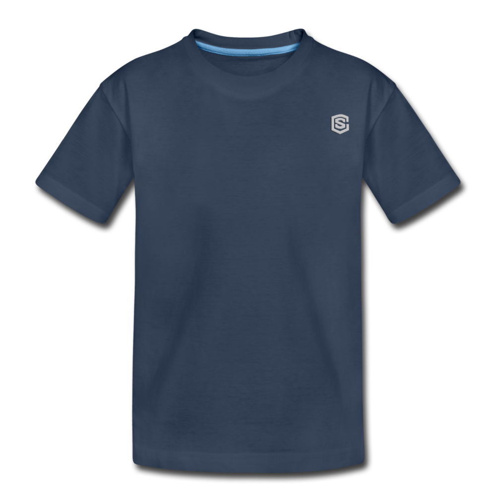 Kid’s Premium Organic T-Shirt  WITH SILIVER  LOGO - navy