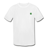 Kids' Moisture Wicking Performance T-Shirt  WITH  GREEN  LOGO - white