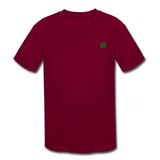 Kids' Moisture Wicking Performance T-Shirt  WITH  GREEN  LOGO - burgundy