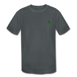 Kids' Moisture Wicking Performance T-Shirt  WITH  GREEN  LOGO - charcoal