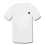 Kids' Moisture Wicking Performance T-Shirt  WITH  BLACK LOGO - white