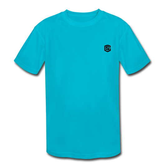 Kids' Moisture Wicking Performance T-Shirt  WITH  BLACK LOGO - turquoise