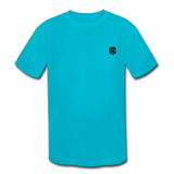 Kids' Moisture Wicking Performance T-Shirt  WITH  BLACK LOGO - turquoise