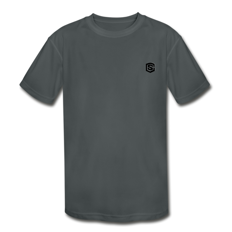 Kids' Moisture Wicking Performance T-Shirt  WITH  BLACK LOGO - charcoal