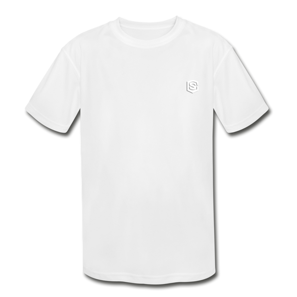 Kids' Moisture Wicking Performance T-Shirt  WITH  WHITE  LOGO - white