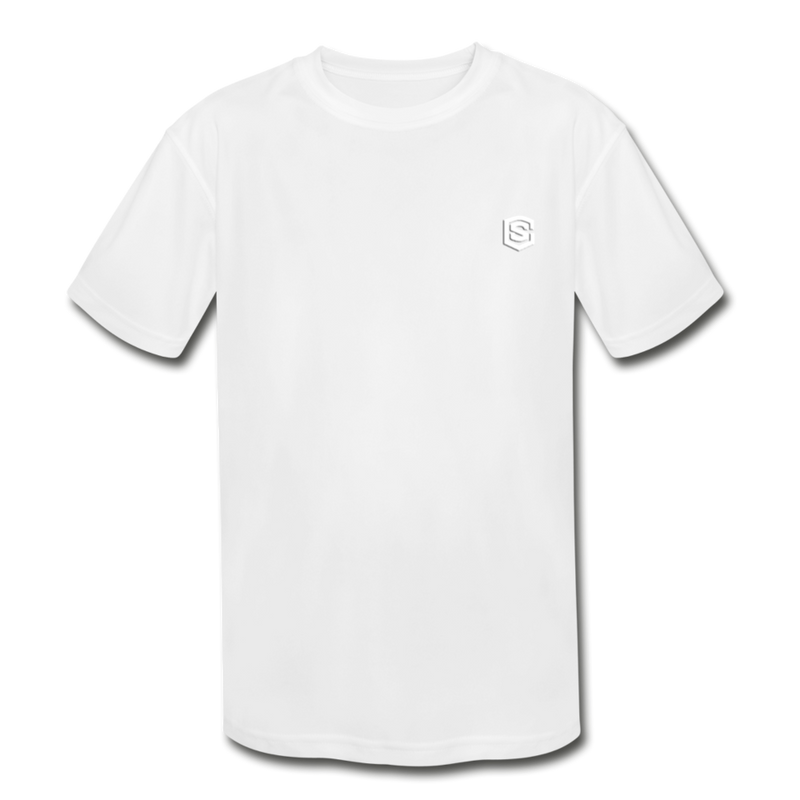 Kids' Moisture Wicking Performance T-Shirt  WITH  WHITE  LOGO - white