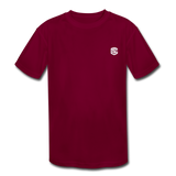 Kids' Moisture Wicking Performance T-Shirt  WITH  WHITE  LOGO - burgundy