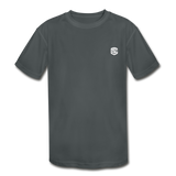 Kids' Moisture Wicking Performance T-Shirt  WITH  WHITE  LOGO - charcoal