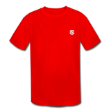 Kids' Moisture Wicking Performance T-Shirt  WITH  WHITE  LOGO - red