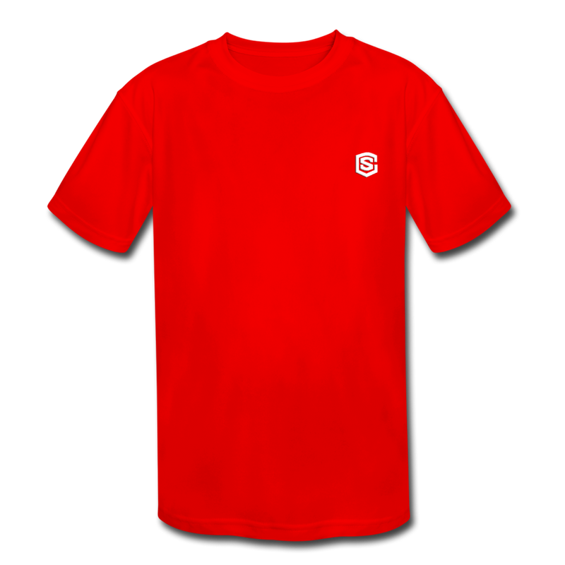 Kids' Moisture Wicking Performance T-Shirt  WITH  WHITE  LOGO - red