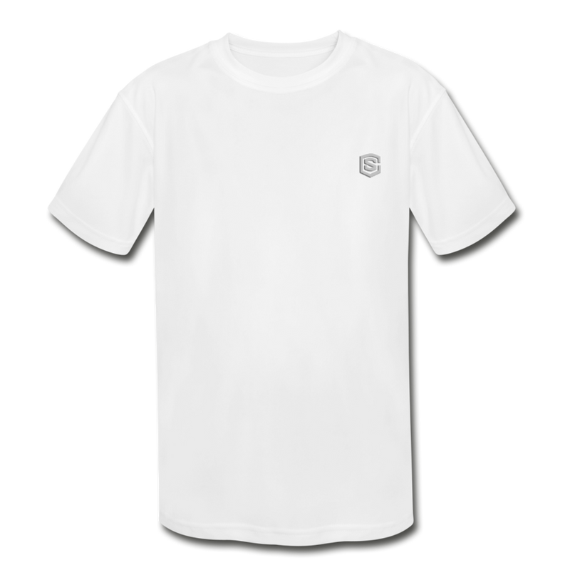 Kids' Moisture Wicking Performance T-Shirt  WITH SILIVER  LOGO - white