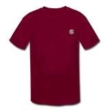 Kids' Moisture Wicking Performance T-Shirt  WITH SILIVER  LOGO - burgundy