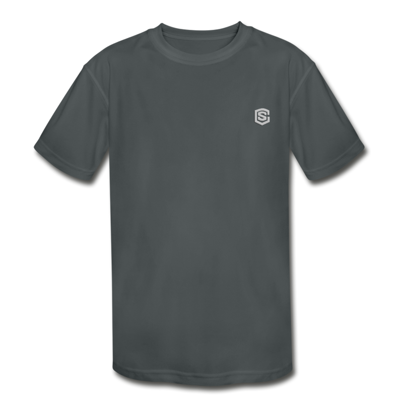 Kids' Moisture Wicking Performance T-Shirt  WITH SILIVER  LOGO - charcoal