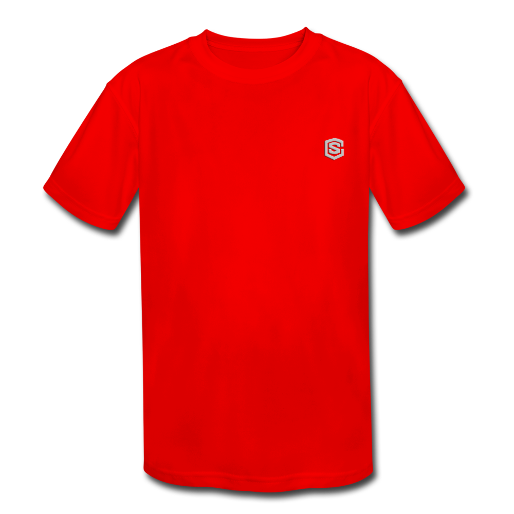 Kids' Moisture Wicking Performance T-Shirt  WITH SILIVER  LOGO - red