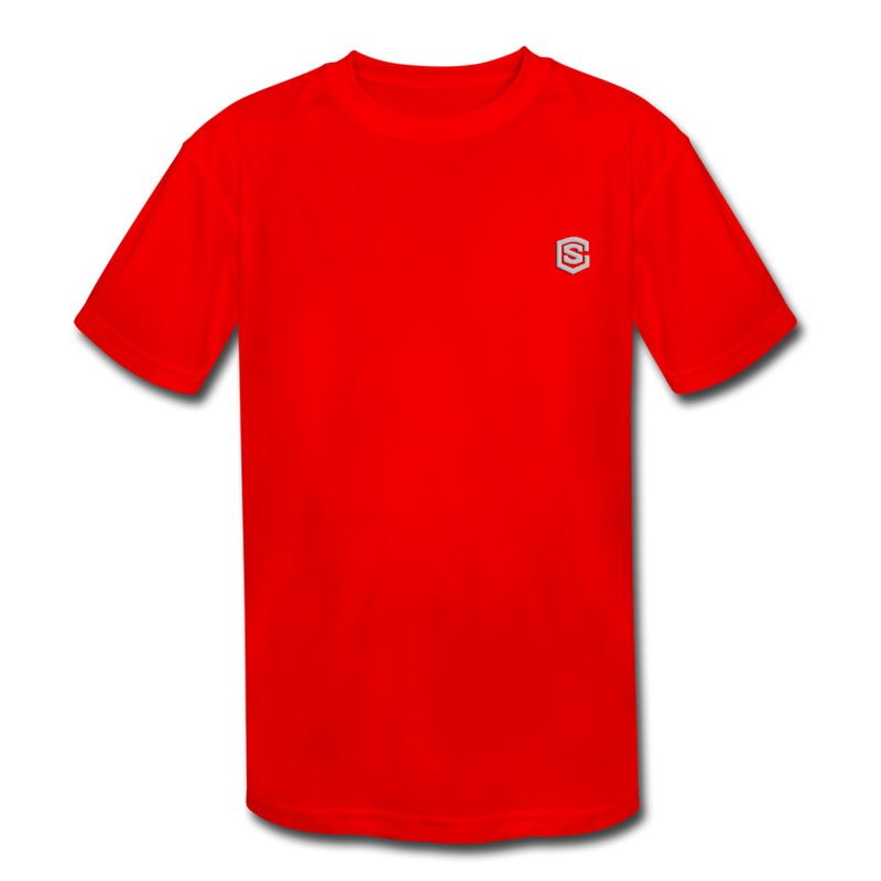 Kids' Moisture Wicking Performance T-Shirt  WITH SILIVER  LOGO - red