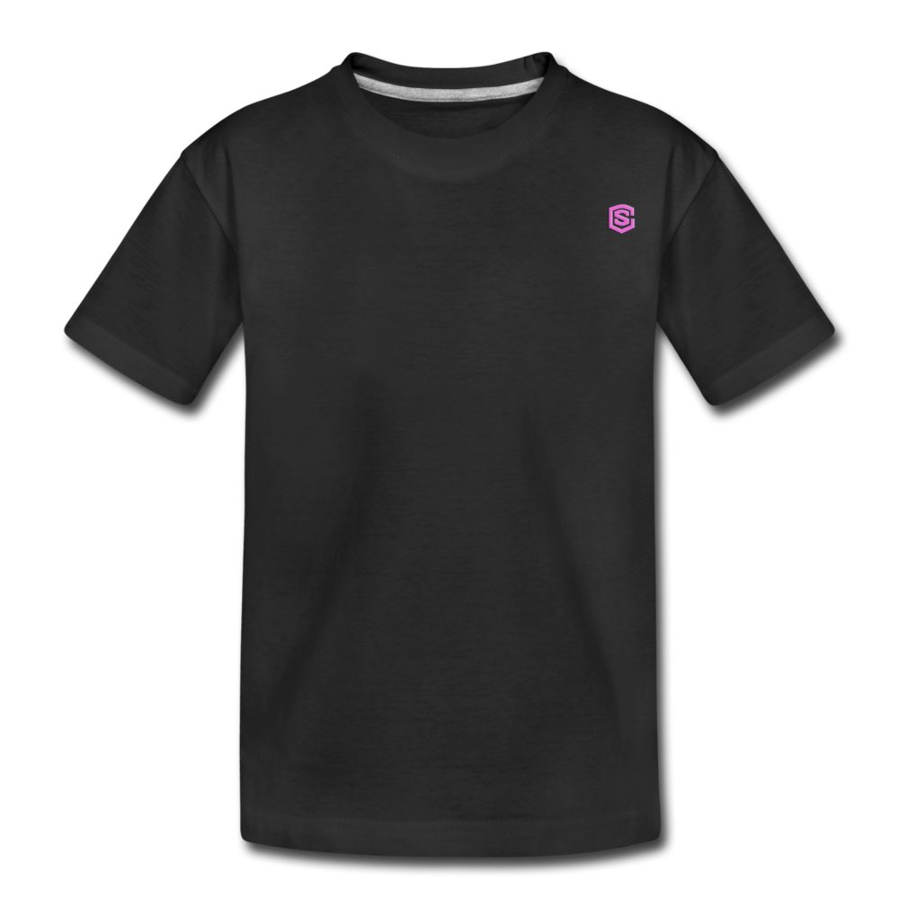 Kid’s Premium Organic T-Shirt  WITH  PINK  LOGO - black