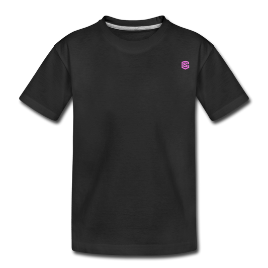 Kid’s Premium Organic T-Shirt  WITH  PINK  LOGO - black