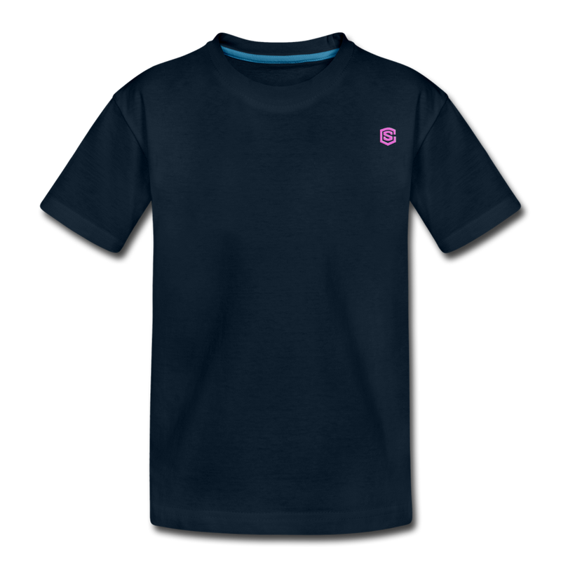 Kid’s Premium Organic T-Shirt  WITH  PINK  LOGO - deep navy