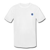 Kids' Moisture Wicking Performance T-Shirt  WITH BLUE  LOGO - white