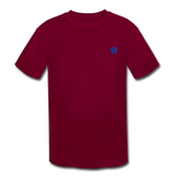 Kids' Moisture Wicking Performance T-Shirt  WITH BLUE  LOGO - burgundy