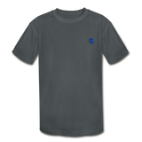 Kids' Moisture Wicking Performance T-Shirt  WITH BLUE  LOGO - charcoal