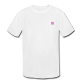 Kids' Moisture Wicking Performance T-Shirt  WITH PINK  LOGO - white