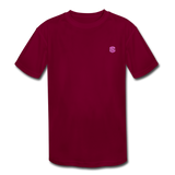 Kids' Moisture Wicking Performance T-Shirt  WITH PINK  LOGO - burgundy