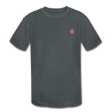 Kids' Moisture Wicking Performance T-Shirt  WITH PINK  LOGO - charcoal