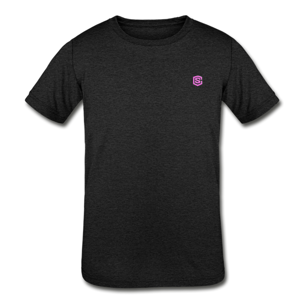 Kids' Tri-Blend T-Shirt   WITH  PINK LOGO - heather black