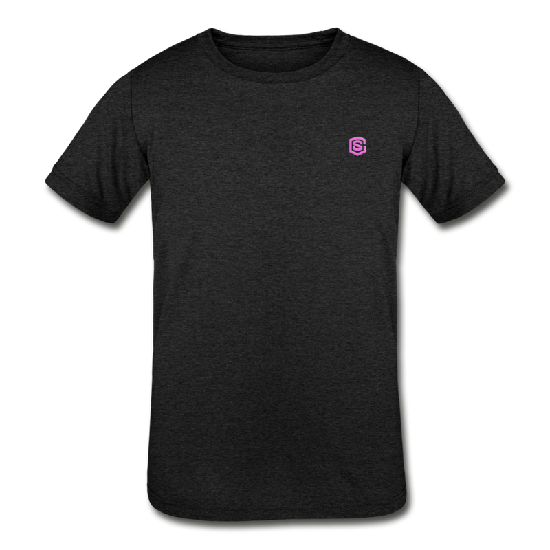 Kids' Tri-Blend T-Shirt   WITH  PINK LOGO - heather black