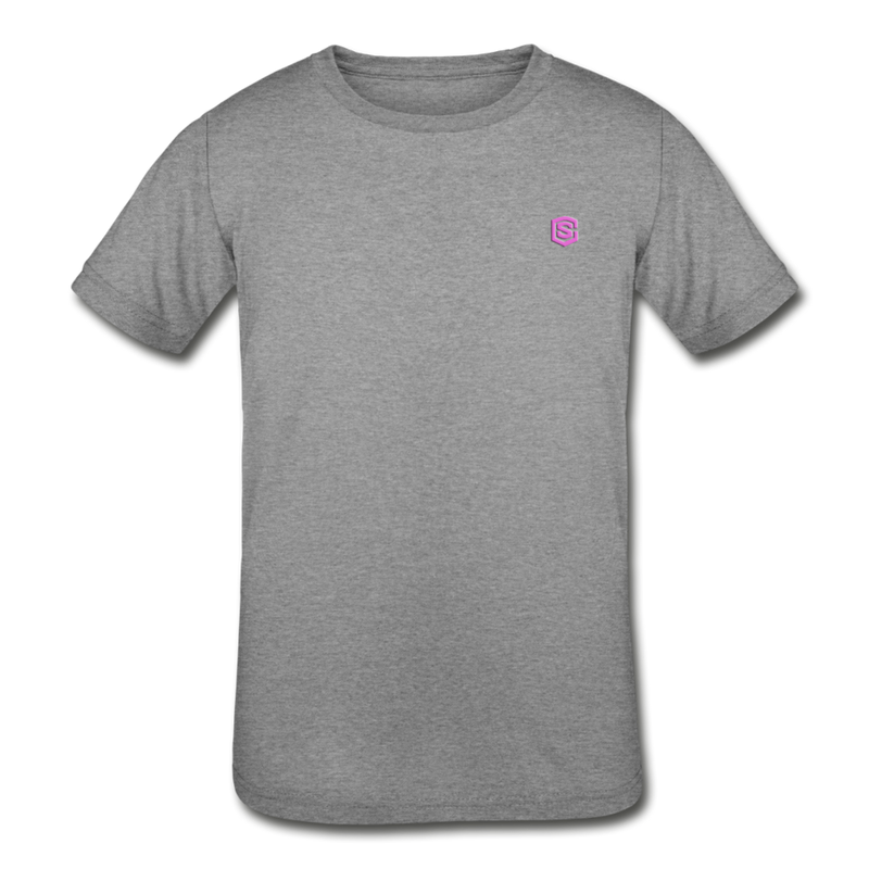 Kids' Tri-Blend T-Shirt   WITH  PINK LOGO - heather gray