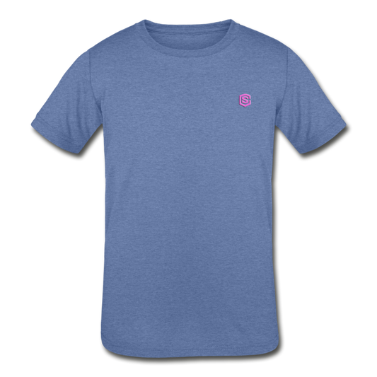 Kids' Tri-Blend T-Shirt   WITH  PINK LOGO - heather Blue